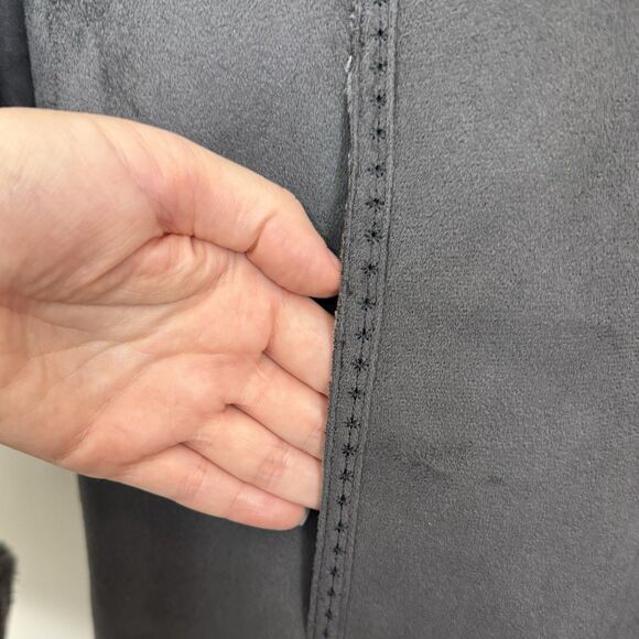 Coldwater Creek Faux Suede Faux Fur Hooded Coat 1X (16W–18W) with Toggle Closure - Picture 9 of 12